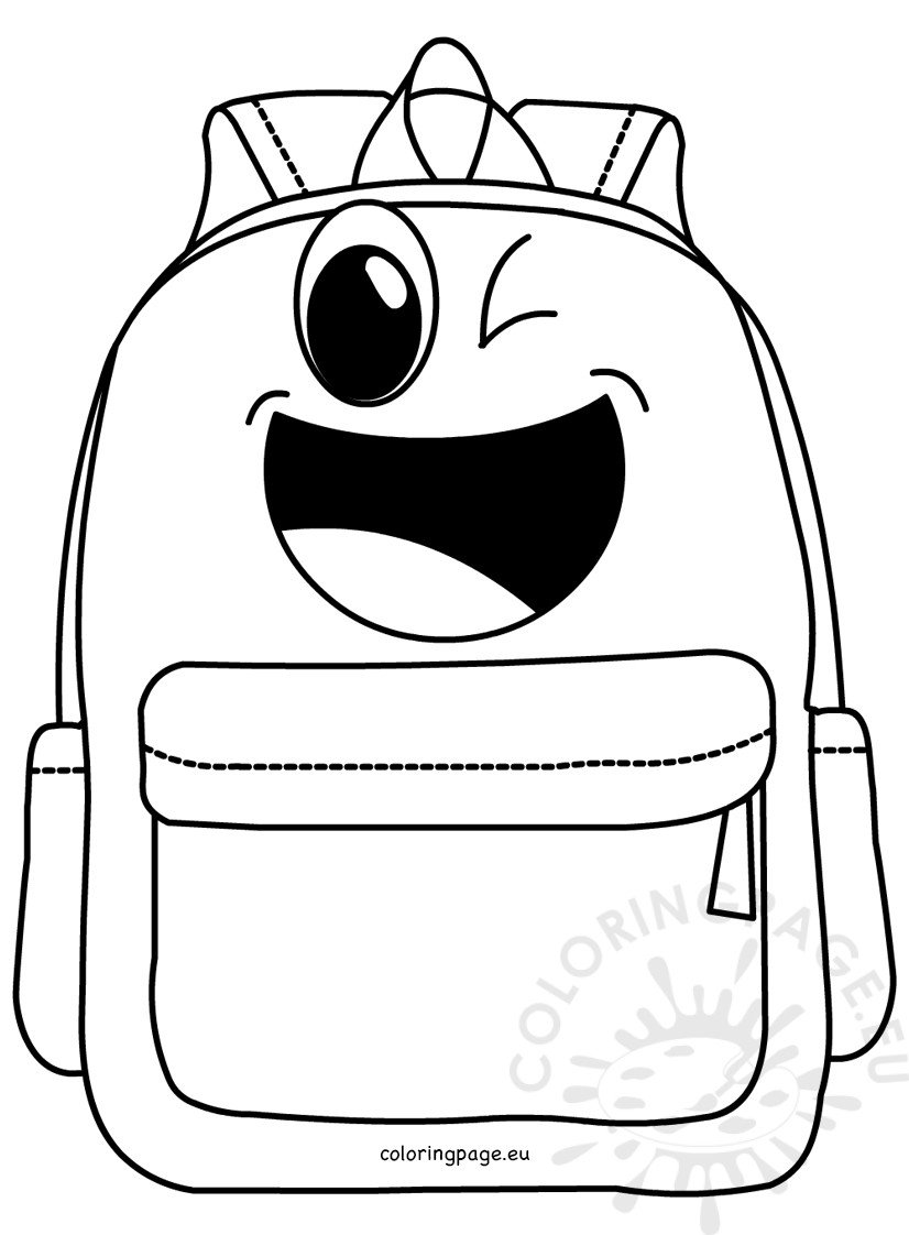 Cartoon School Backpack Coloring Page