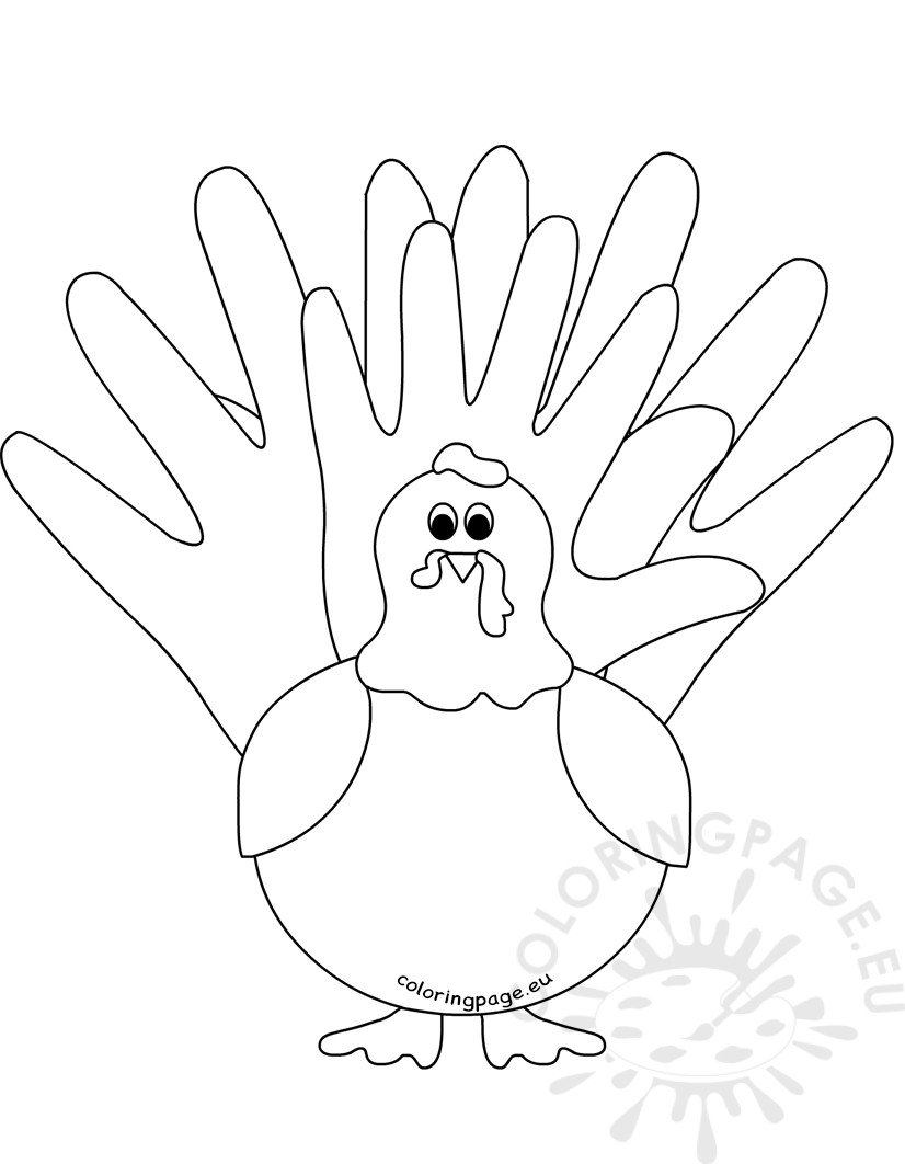 Thanksgiving turkey hands template Coloring Page