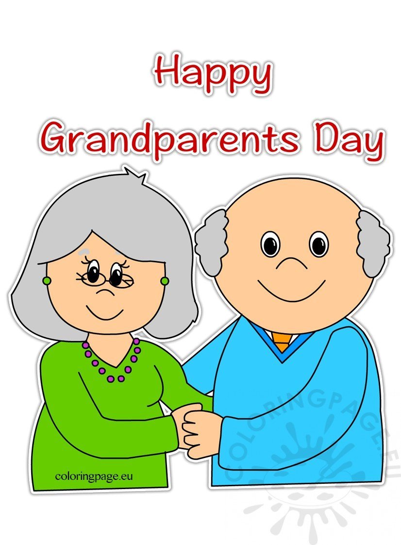 Happy Grandparents Day vector illustration – Coloring Page