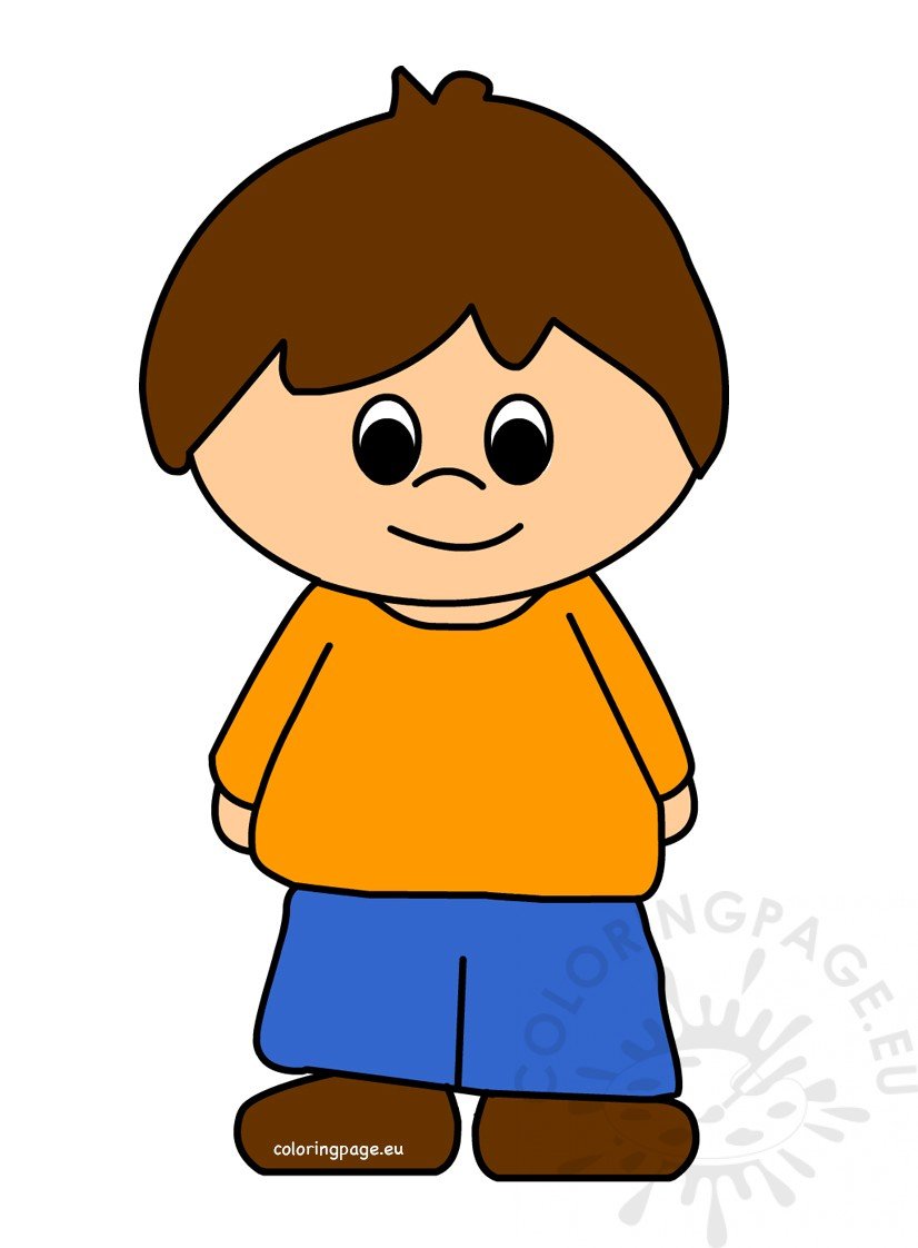 Cute Little boy Cartoon Vector – Coloring Page