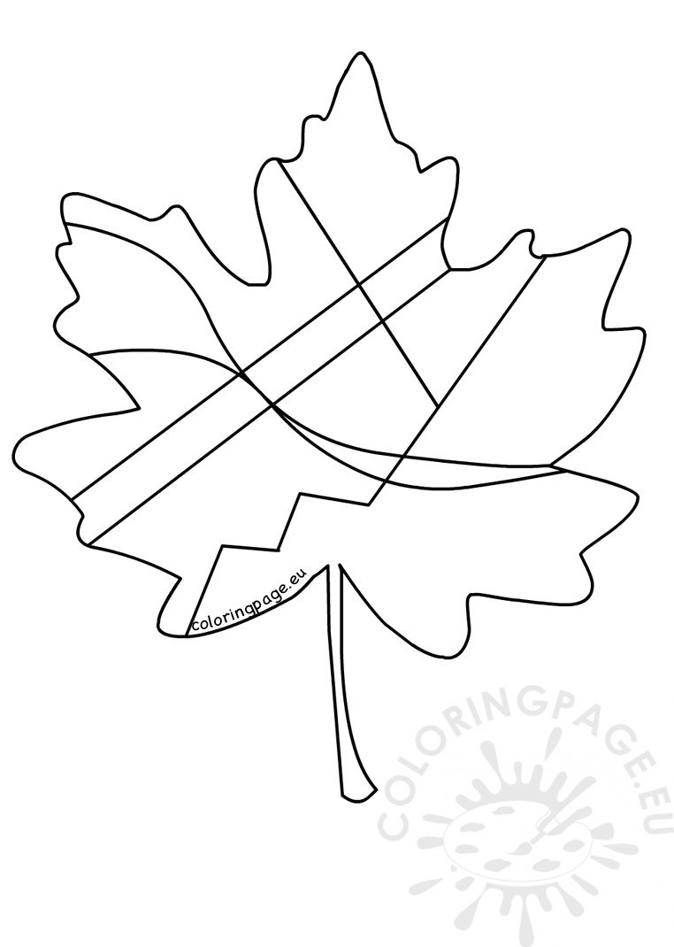 Maple Leaf with Abstract Drawing – Coloring Page