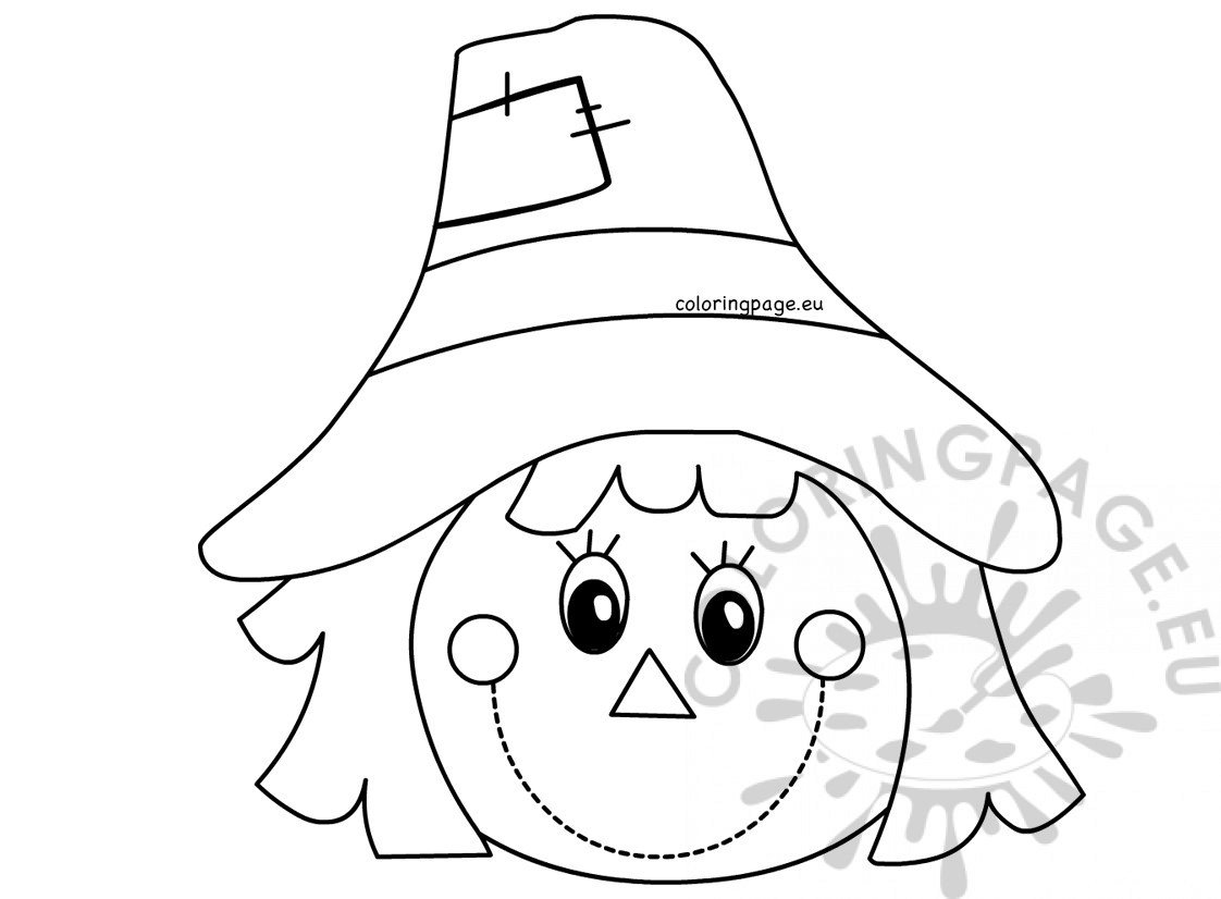 Autumn coloring page Scarecrow face Coloring Page