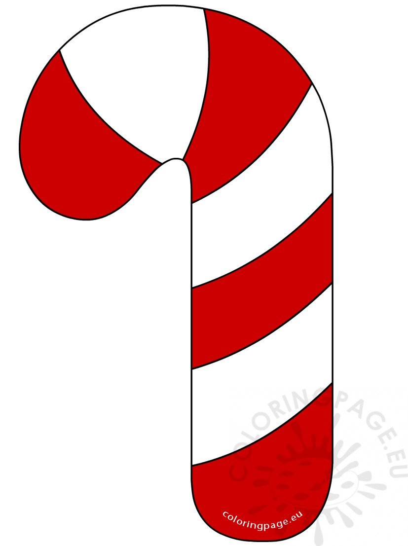 Red and White Candy Cane clipart – Coloring Page
