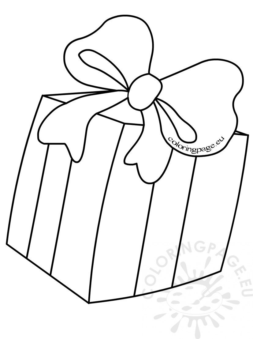 Kids Coloring Pages Gift box with bow – Coloring Page