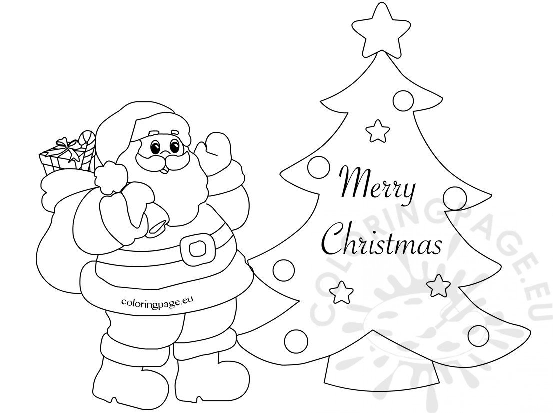 Merry Christmas card with cute Santa
