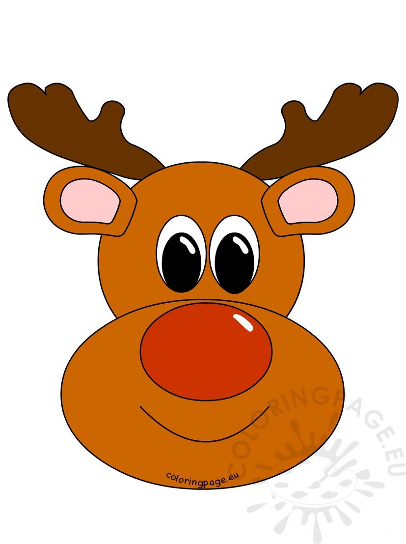 Rudolph Reindeer Face image Coloring Page