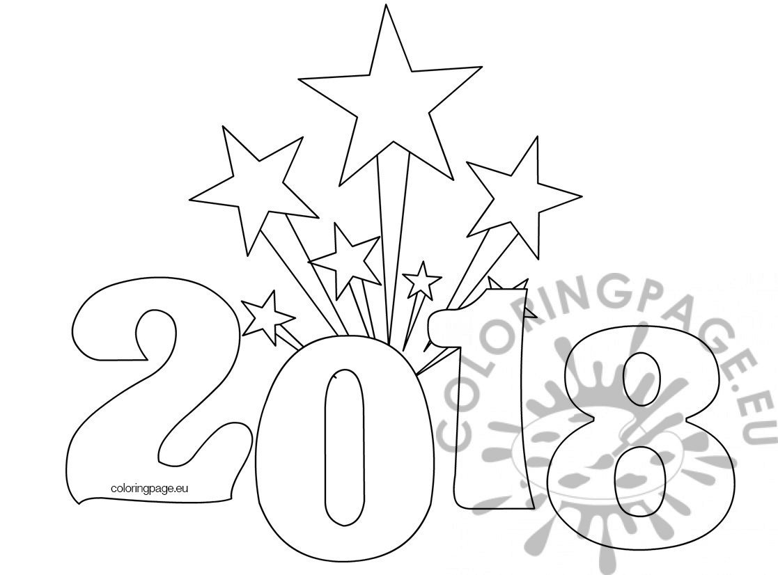 Printable New Years Coloring Page 2018 - Coloring Page
