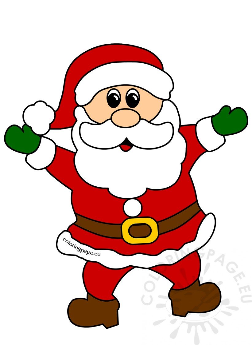 Cheerful Santa Claus Christmas clipart Coloring Page