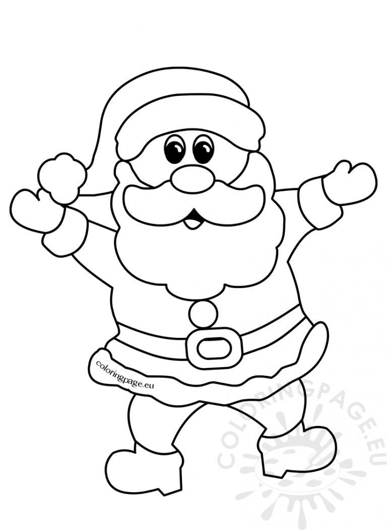 Cheerful Santa Claus Christmas cartoon outline – Coloring Page