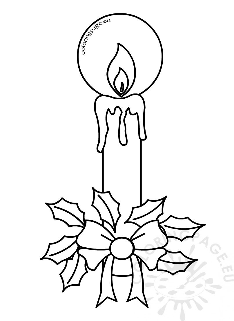 Christmas coloring pages Candles with holly – Coloring Page