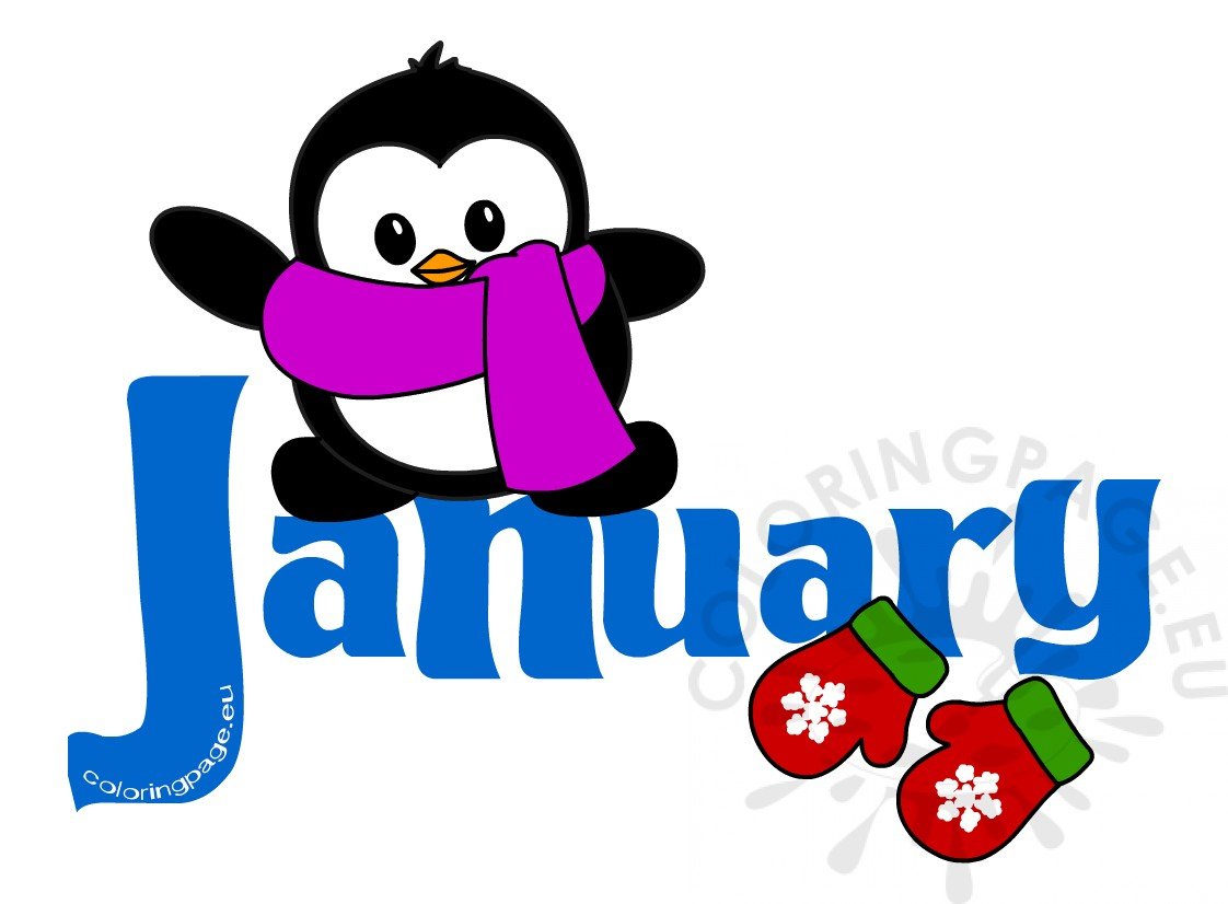 January month penguin clip art Coloring Page