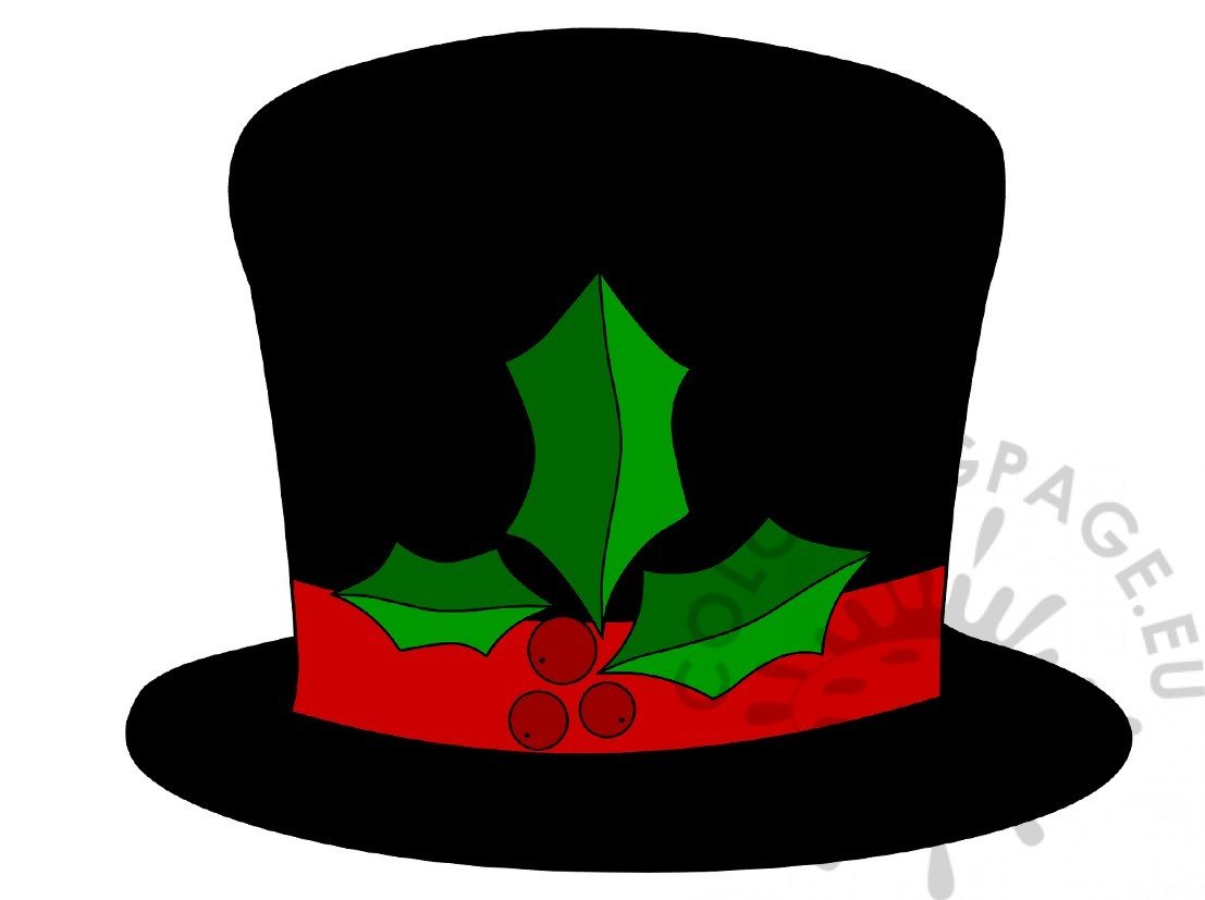 Snowman Hat with Holly image – Coloring Page