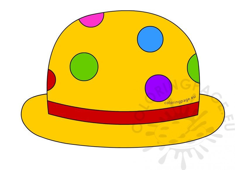 Yellow Clown Bowler Hat Men Clipart Coloring Page