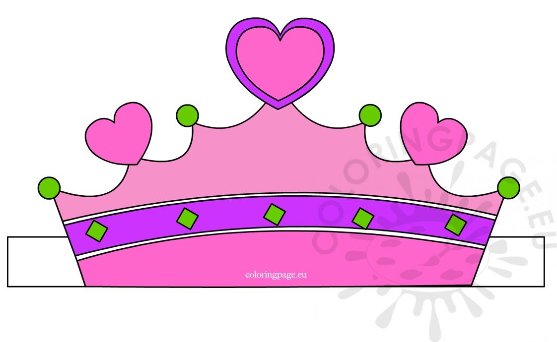 Printable pink paper princess crown Coloring Page