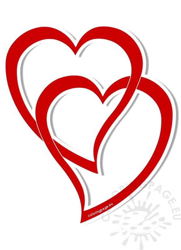 Two united hearts vector illustration – Coloring Page