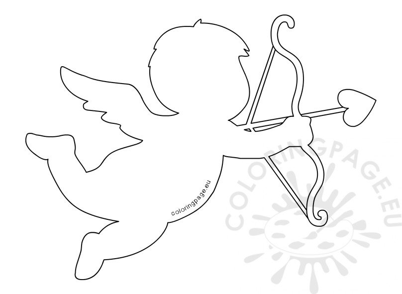 Valentine cupid silhouette clipart Coloring Page