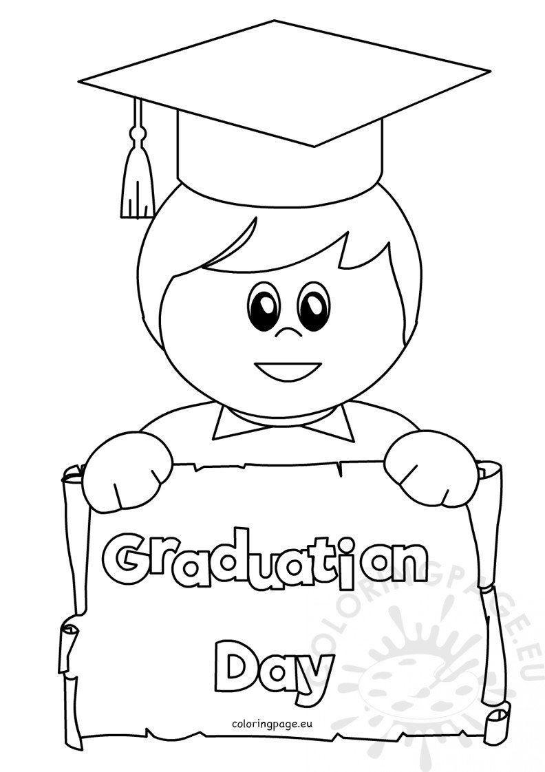 Happy Boy student on graduation day Coloring Page