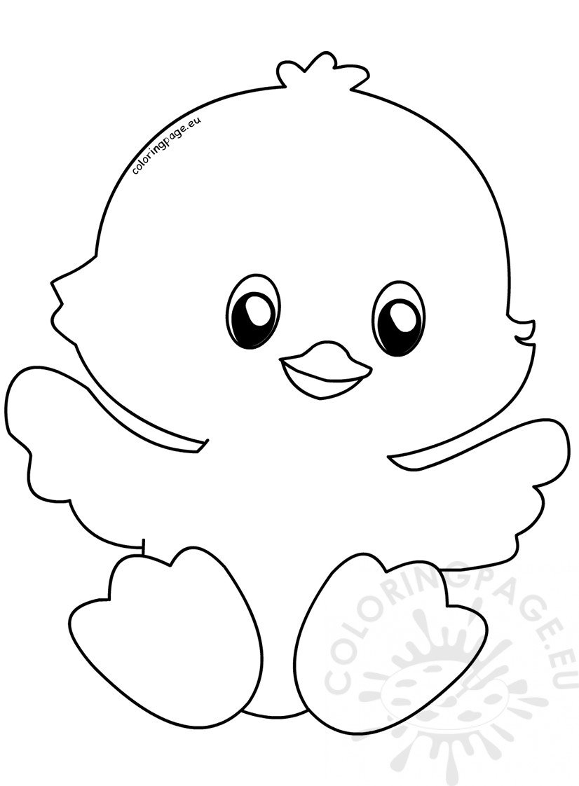 Cute happy easter chick Coloring Page