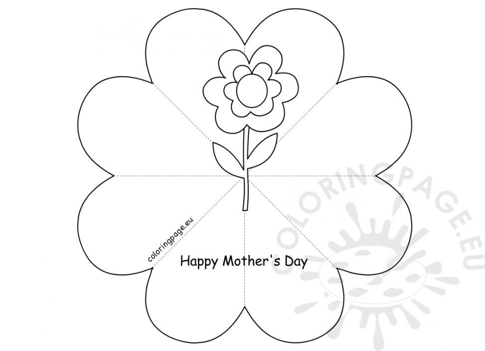 DIY Heart Flower Card template Coloring Page