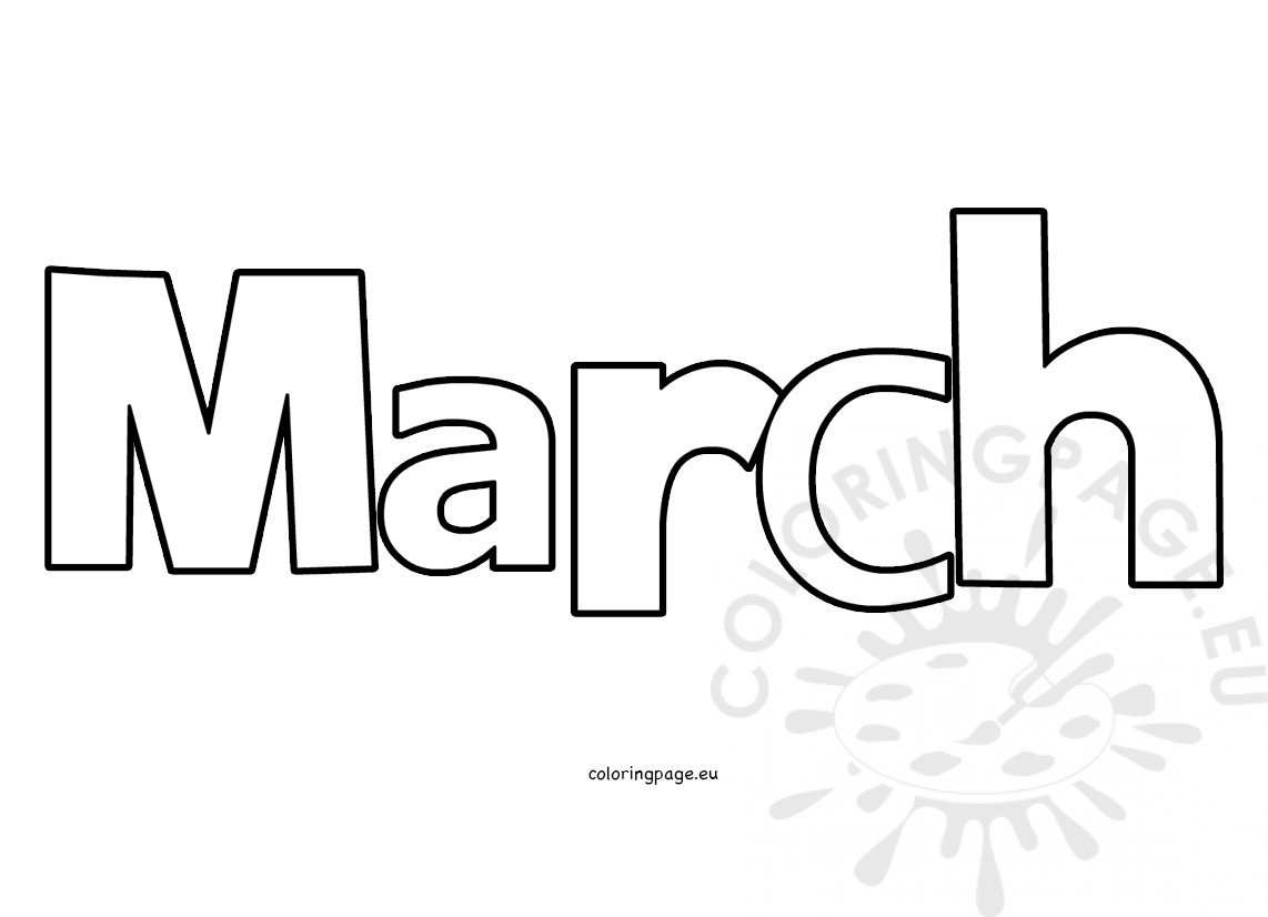 March Month Clipart Image – Coloring Page
