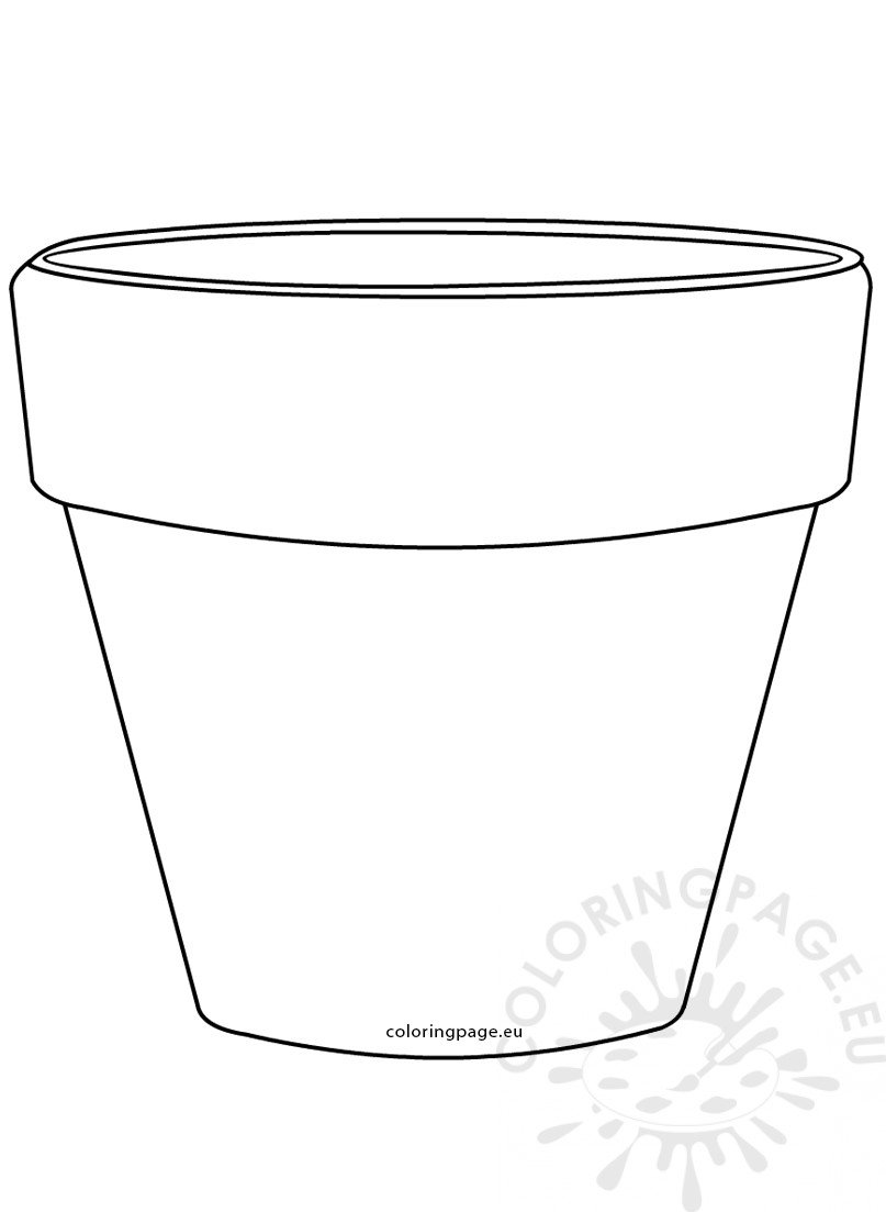 A printable flower pot shape for coloring