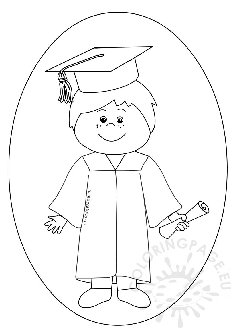 Boy celebrating graduation day clipart – Coloring Page