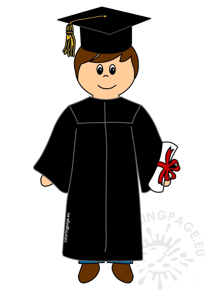 Cartoon student boy graduate image – Coloring Page