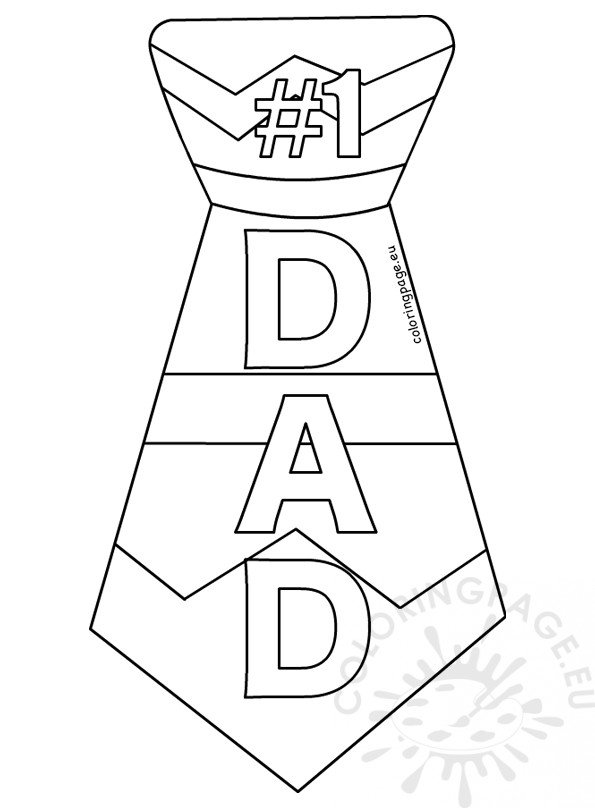 #1 Dad Tie Printable Template – Coloring Page