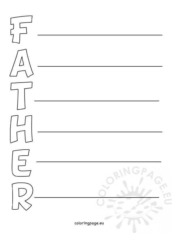 Father’s day acrostic poem Printable – Coloring Page