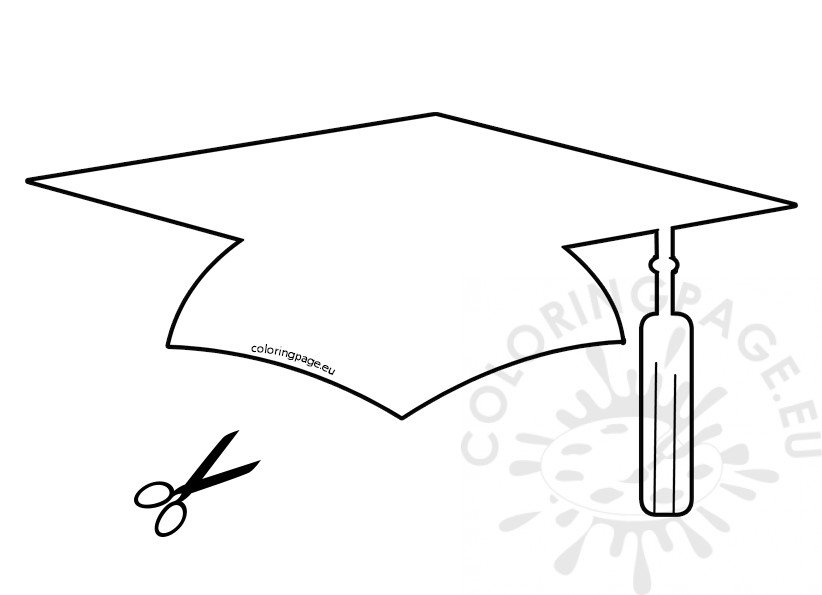Paper Graduation Hat Template Coloring Page