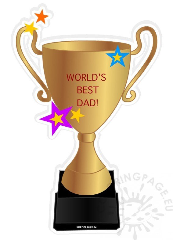 Worlds Best Dad Trophy clipart – Coloring Page