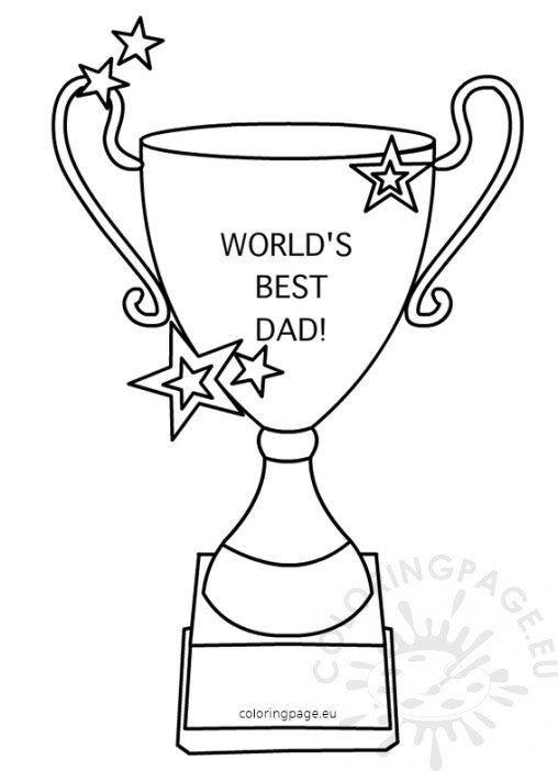 Worlds Best Dad Trophy Shape – Coloring Page