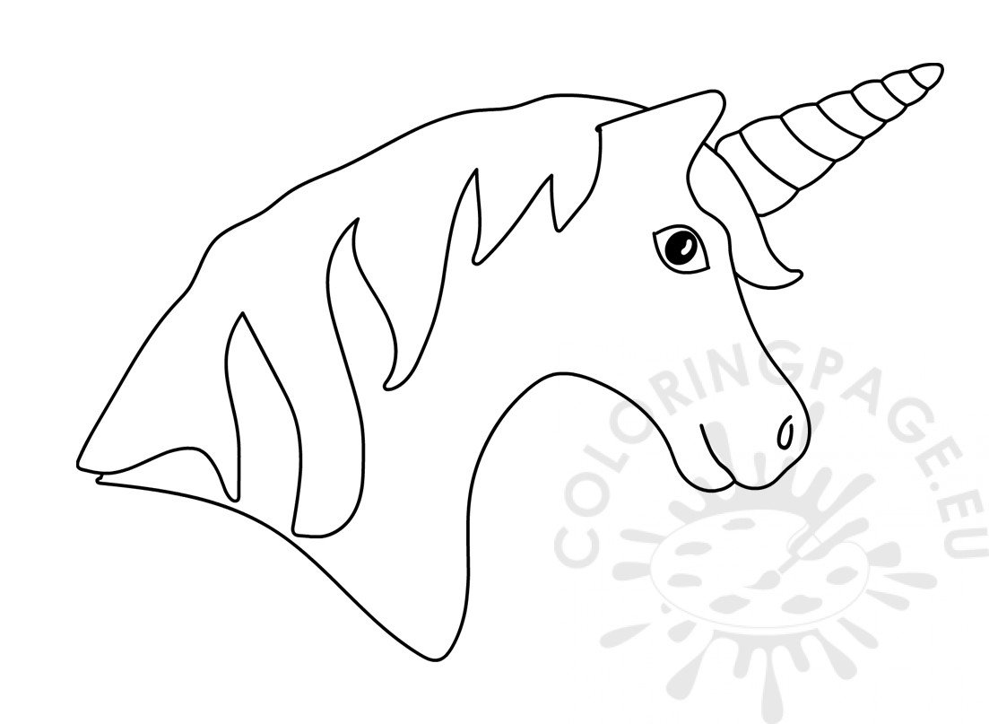 Printable Unicorn head with rainbow horn - Coloring Page