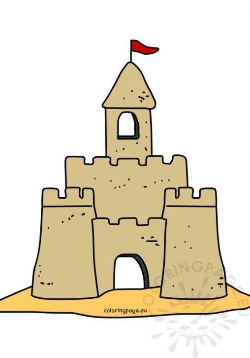 Sand castle cartoon vector illustration – Coloring Page