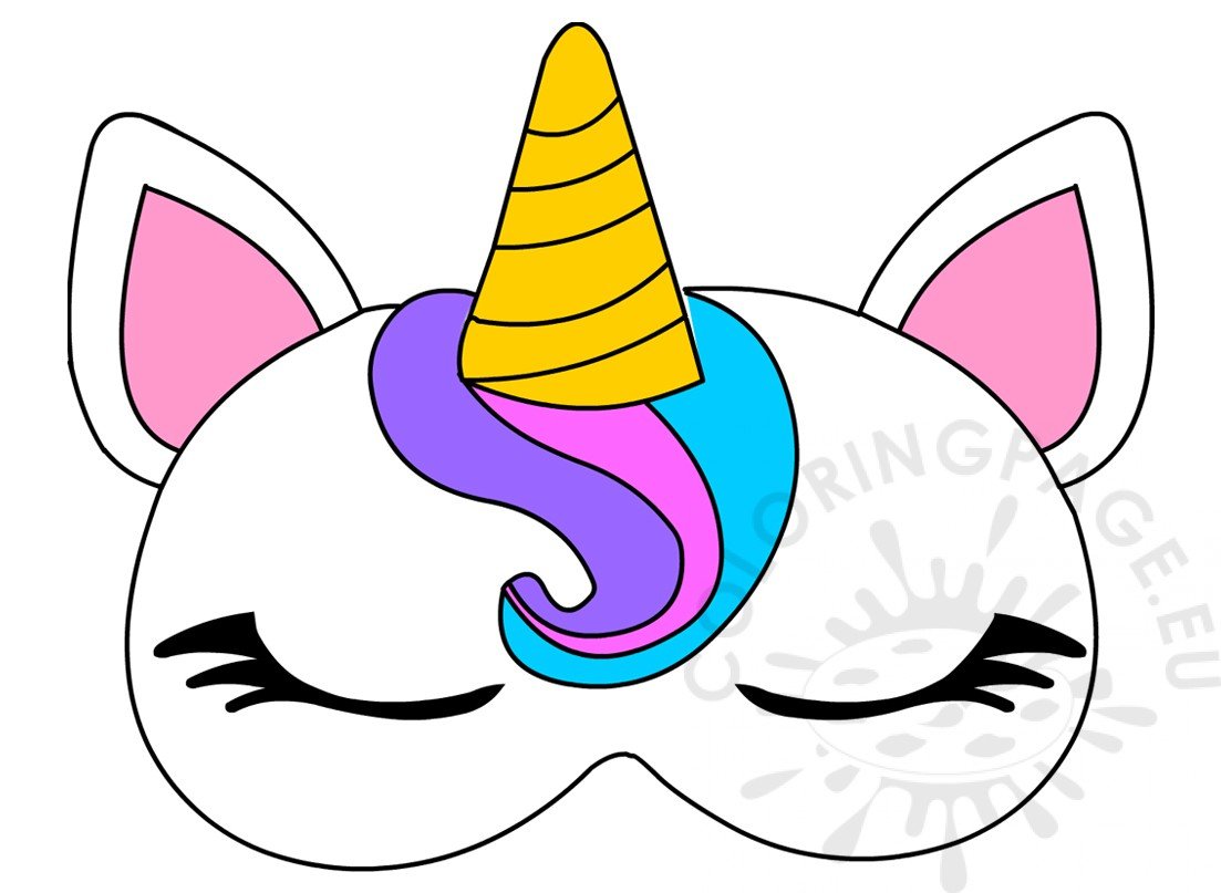 Unicorn horn sleep eye mask printable Coloring Page