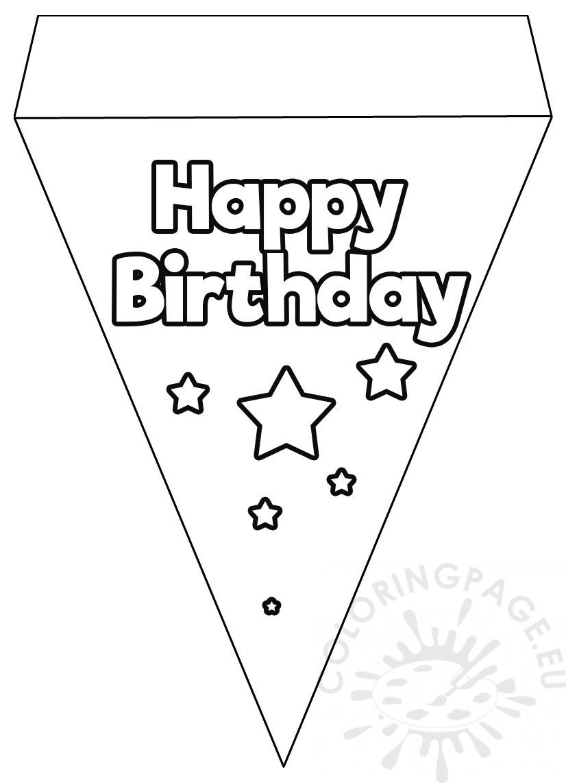 birthday happy banner flag template coloring