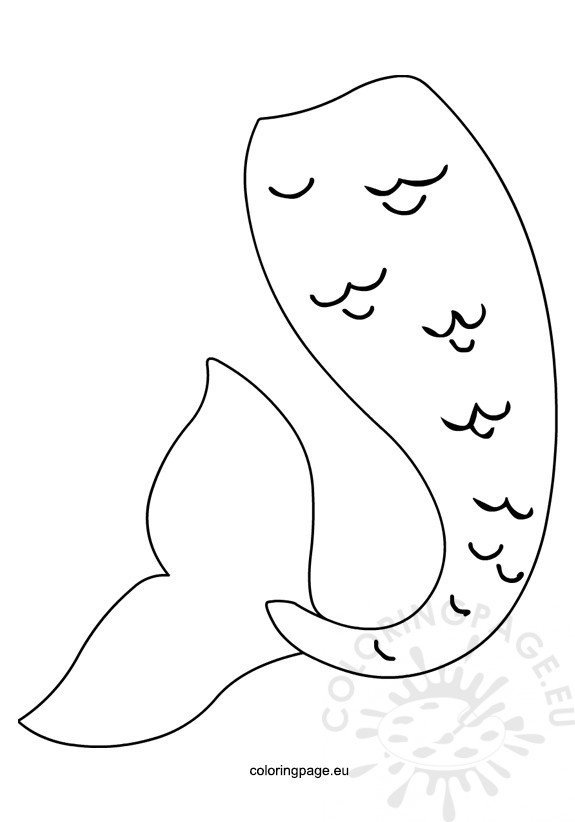 Large Mermaid Tail template Coloring Page