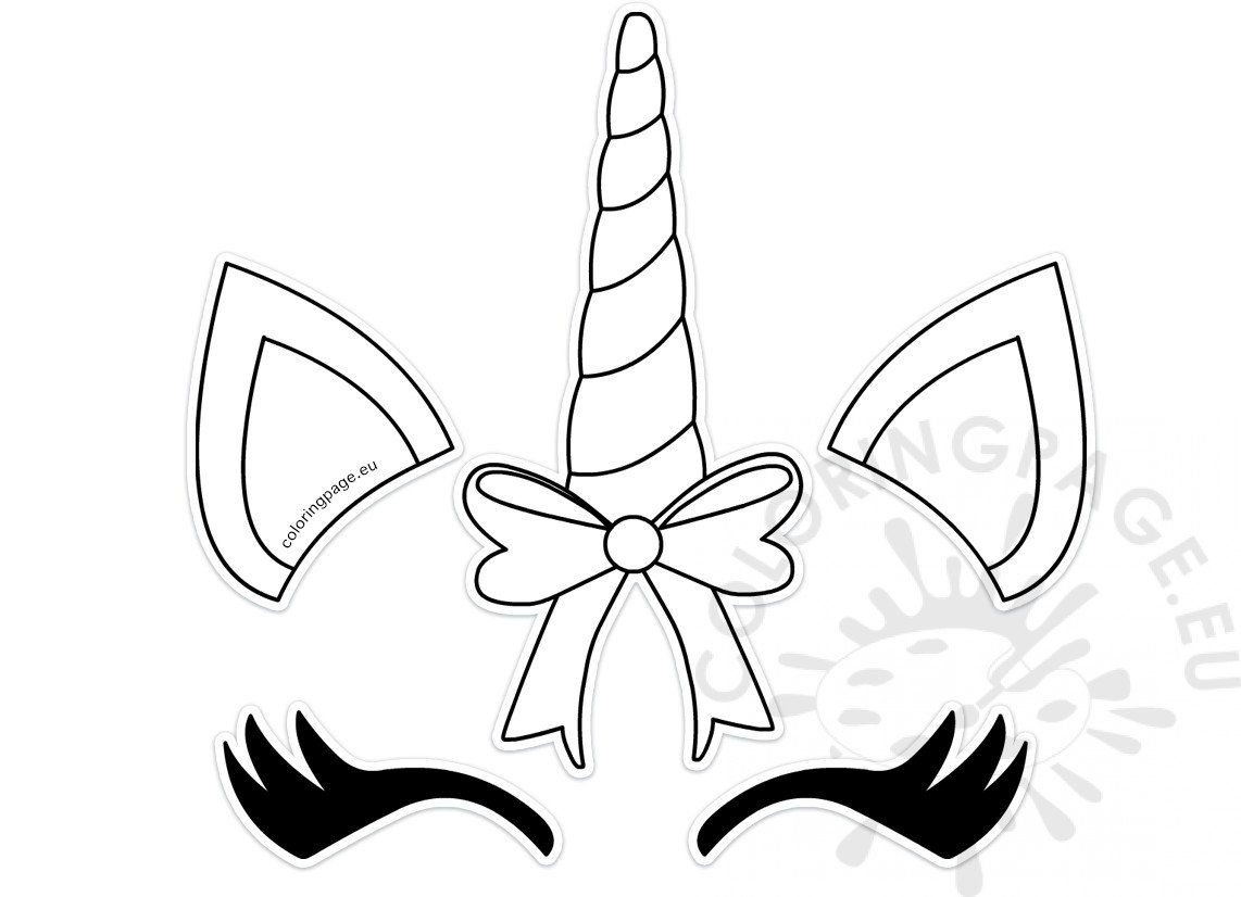 unicorn face template bow coloring templete birthday coloringpage eu