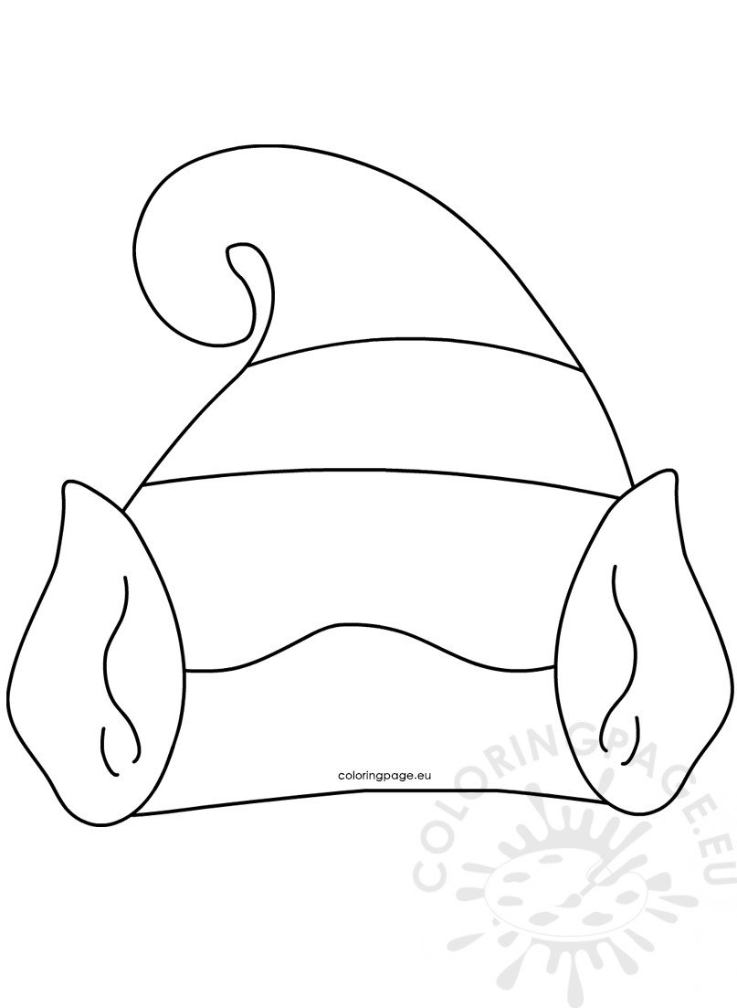 Hat with Elf Ears template printable Coloring Page