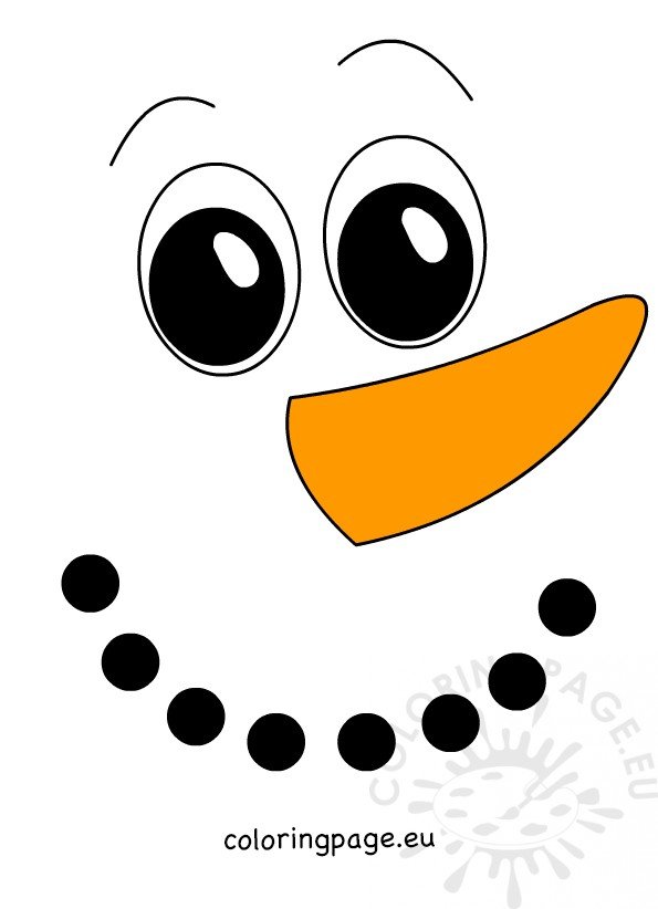 Large Snowman Face with Carrot Nose – Coloring Page