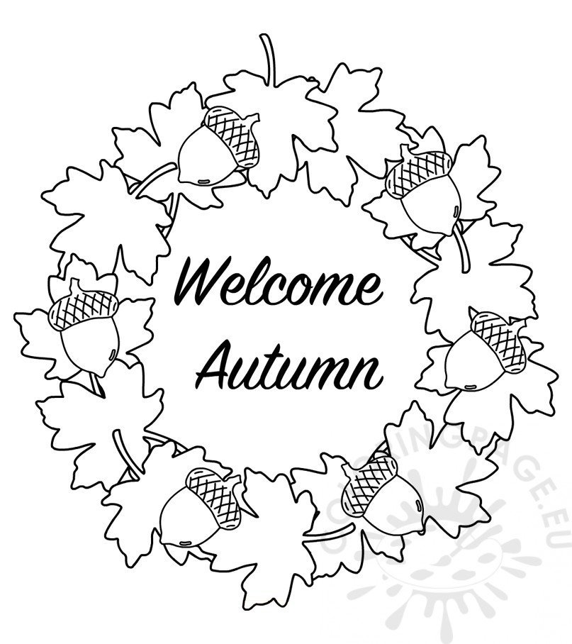welcome-autumn-with-wreath-of-leaves-coloring-page