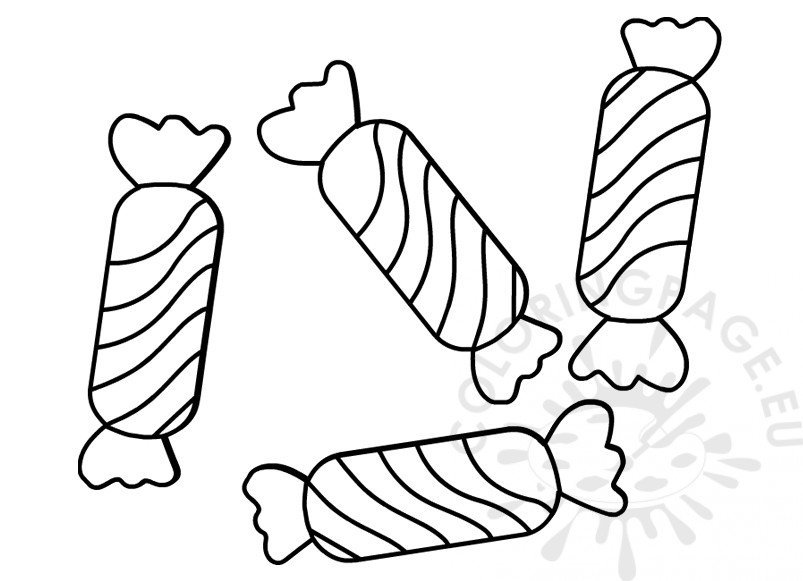 Printable Large wrapped sweets clipart – Coloring Page