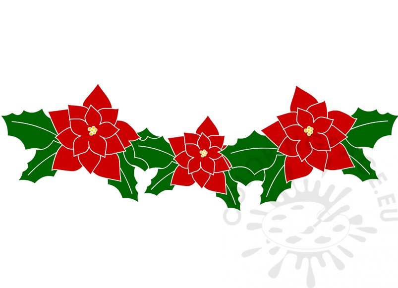 Christmas garland of poinsettias vector image – Coloring Page