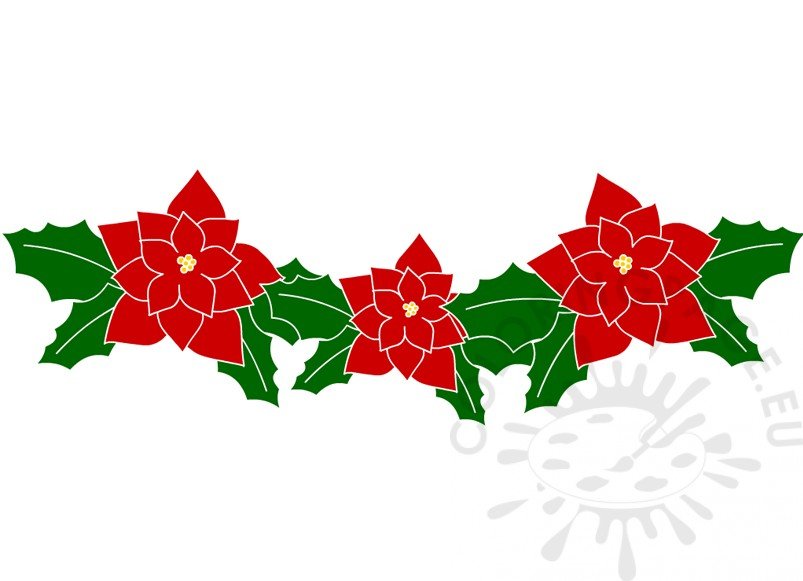 Christmas Garland Of Poinsettias Vector Image Coloring Page