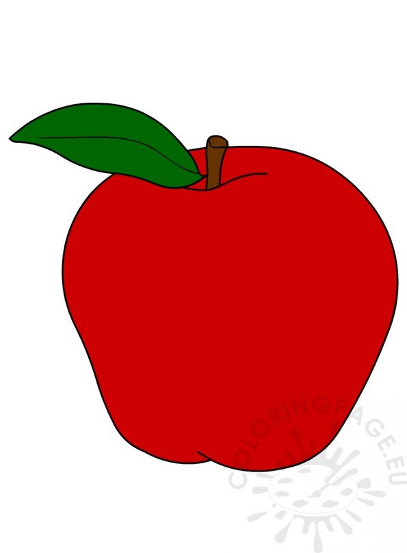 Single red apple Red fruit clipart Coloring Page