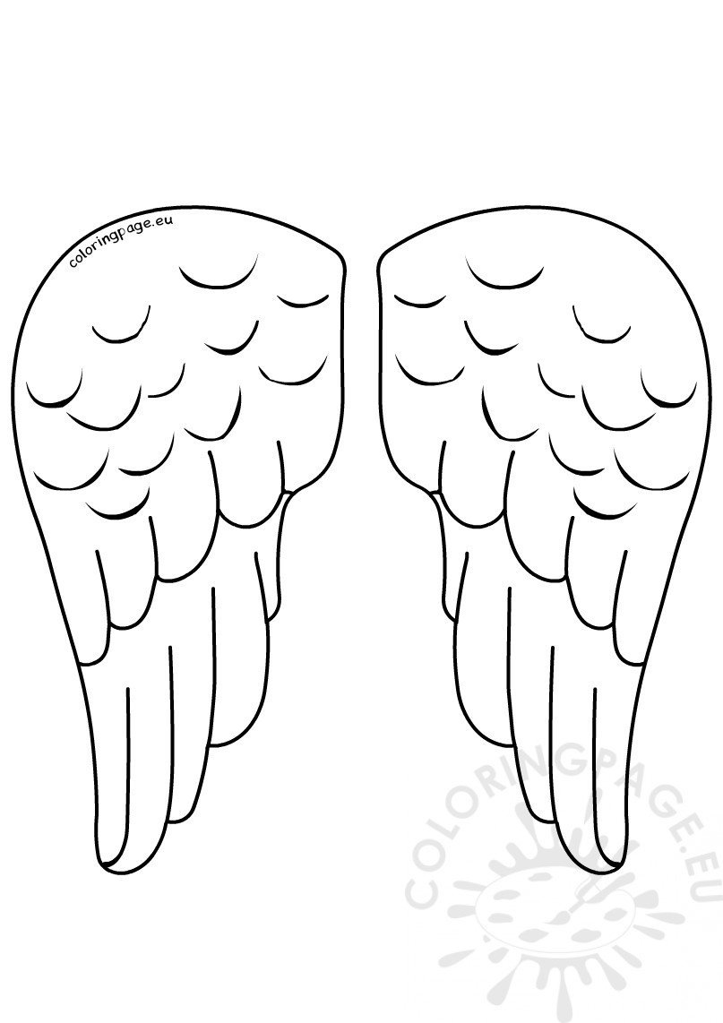 Paper Angel Wings Template Vector Coloring Page