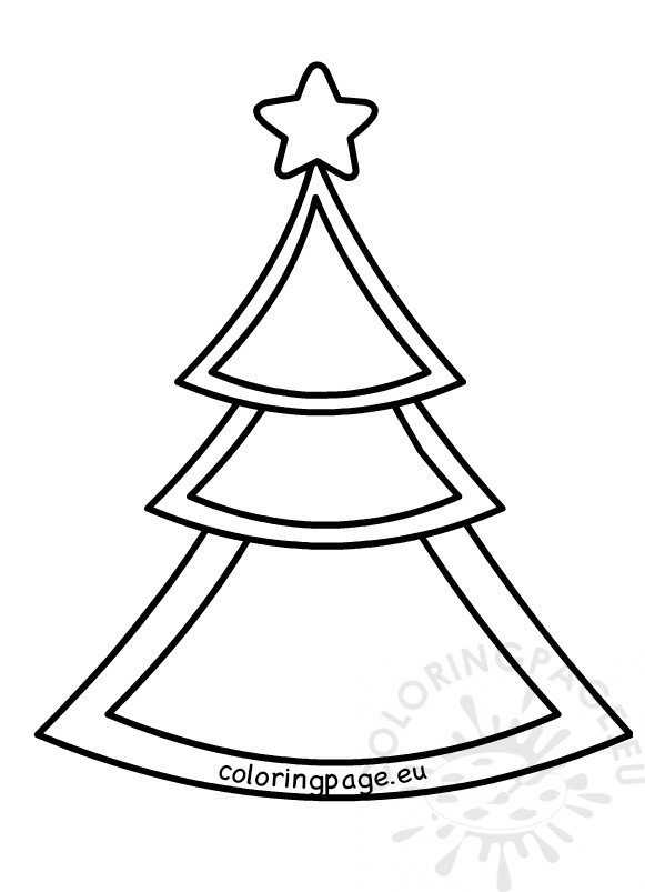 Xmas Tree With Star Pattern Printable Coloring Page