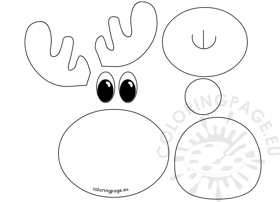 Rudolph reindeer Christmas craft template Coloring Page
