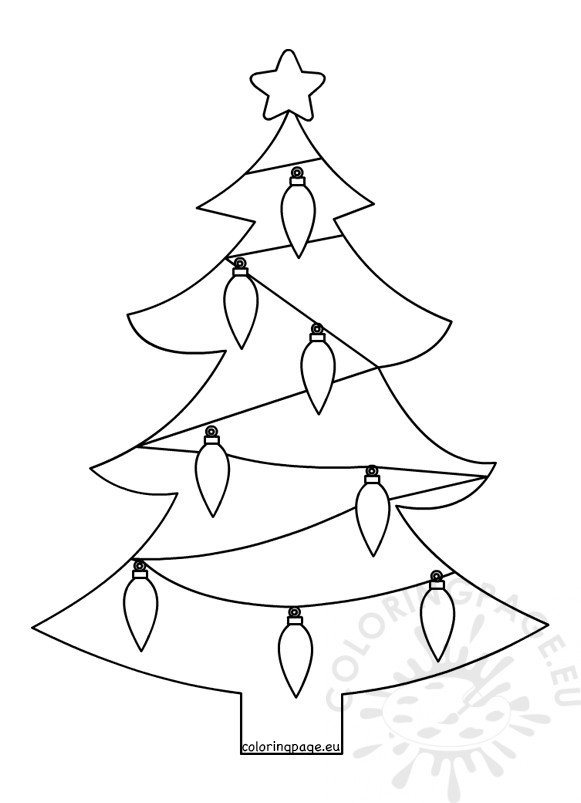 Christmas tree with lights template – Coloring Page