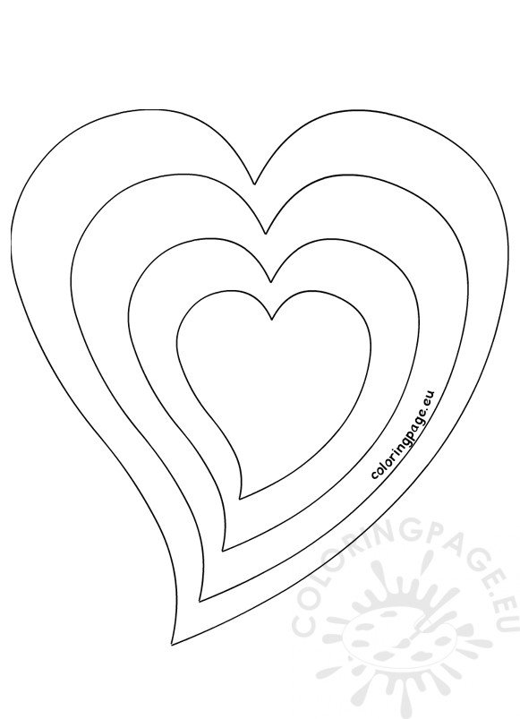 Heart different size template – Coloring Page